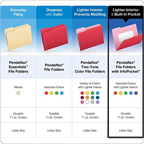 Pendaflex Letter Size File Folders with InfoPocket (Pack of 30) Office