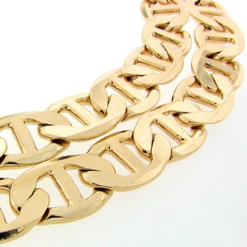 New 13mm 30" 14k Gold Plated Nickel &amp; Lead Free Solid Brass Hip Hop Mariner Link Chain Necklace