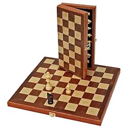Wood Folding Chess Set with Beveled Edges - 11 1/2 inch Walnut Board