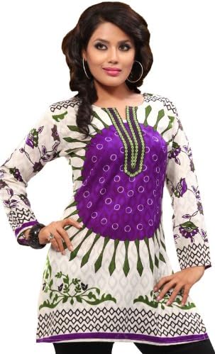 Indian Tunic Top Womens Kurti Printed Cotton Blouse Indian Clothes