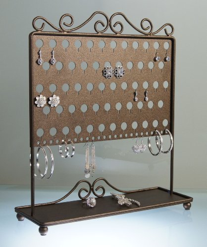 (EATS-Tuscan) Earring Holder Tree Stand Jewelry Organizer Storage Rack - Closet Jewelry Display - Vanity Accessory - Angelynn's Earring Angel