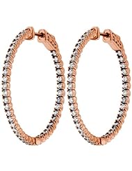 0.50 ct. tw Round Cut Diamond Inside Outside Hoop Earrings 14KR G - H SI2