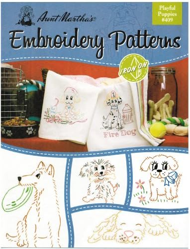 Aunt Martha's Iron-On Transfer Books-Playful Puppies