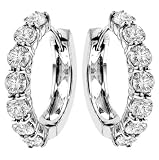 3.50 CT TW Large Diamond Hoop Earrings in 14k White Gold
