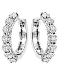 3.50 CT TW Large Diamond Hoop Earrings in 14k White Gold