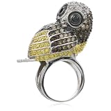 nOir Novelty Owl Cubic Zirconia Rhodium Silver