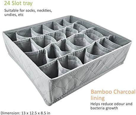 ESCENTO Closet Wardrobe Drawer Organiser - Bamboo Charcoal Fiber - Set of 3 - Household Essential
