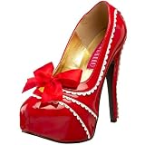 Bordello By Pleaser Women's Teeze-14 Platform Pump,Red/White Patent,7 M US