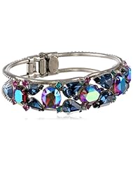 Sorrelli "Northern Lights" Clustered Crystal Silver-Tone Hinged Cuff Bracelet, 6"