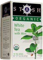 Stash Organic Tea, Organic White Tea with Mint, Tea Bags, 18-Count Boxes (Pack of 6)