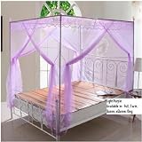 Light Purple Lace Luxury 4 Post Bed Canopy Mosquito Net Set Frame Full