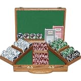 300 11.5G Jackpot Casino Clay Poker Chips w/Genuine Oak Case