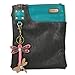 Chala Crossbody SWING Bag Vegan Leather with Detachable Mini Key fob (Teal- 609 Pink Dragonfly)
