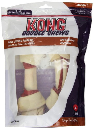 Kong Premium Treats Rawhide Double Chews, Medium, Bacon