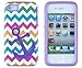 DandyCase 2in1 Hybrid High Impact Hard Nautical Anchor Colorful Chevron Pattern + Purple Silicone Case Cover For Apple iPhone 4S & iPhone 4 + DandyCase Screen Cleaner