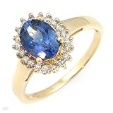 Stylish Ring with 1.45 CTW Precious Stones - Genuine round Diamonds and Tanzanite Made of 14K Yellow Gold