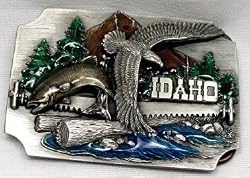 Idaho State 3-D Enamel Pewter Belt Buckle