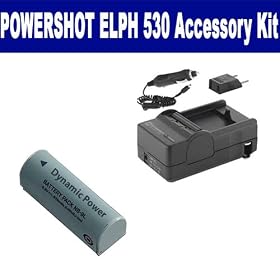 Canon PowerShot ELPH 530 Digital Camera Accessory Kit includes: SDNB9L Battery, SDM-1534 Charger