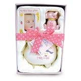 Baby Essentials 3 Piece Girl Ceramic Gift Set in White/Pink