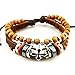 November's Chopin (TM) Charm Metal Cross Button Wood Beads Multistrand Leather Adjustable Wrap Bracelet