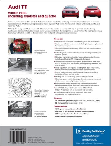 Audi TT Service Manual: 2000-2006: 1.8 liter turbo, 3.2 liter; including roadster and quattro under The Books Store