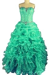 Girls Strapless Ruched Lace-Up  Organza  Ball Gown Evening Dress/Homecoming Dress/Prom Dress/Quinceanera Dress/Wedding Party Dress 
