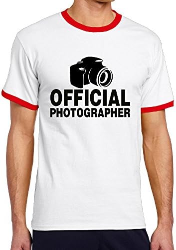 Mens Official Photographer Photography Event Staff Short Sleeve Contrast Ringer T Shirt