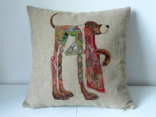 1 X Cotton Linen Square Decorative Throw Pillow Case Cushion Cover Colour Painting Dog 18 "X18 "