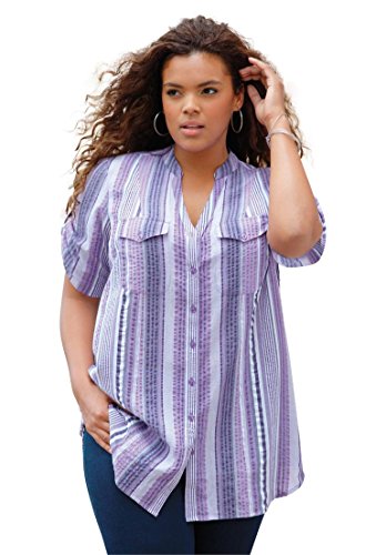 Roamans Women's Plus Size Seersucker Shirt