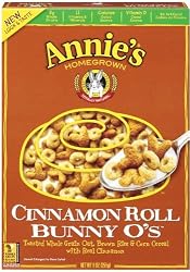 Annie's Homegrown Cinnamon Roll  Bunnies O's, 9-Ounce Boxes, (Pack of 4)