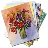 French Watercolors - Box Set of 12 Assorted Greeting Cards and Patterned Envelopes