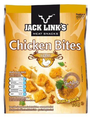 Jack Link´s Chicken Bites Flamin Curry, Trockenfleisch, Dörrfleisch, Snack, 12 x 75g