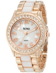 XOXO Womens XO5472 Rose Gold-Tone and White Epoxy Bracelet Watch