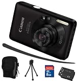 Canon Digital IXUS 100 IS schwarz + Mega Zubehör ( 8GB + Tasche + 2Akkus + KFZ )