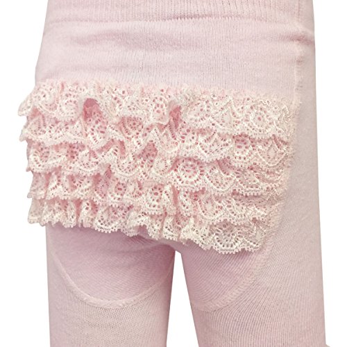 Bowbear 2Pair Little Girl Ruffle Bottom Cotton Tights (Pink & Ivory