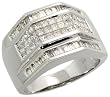 14K White Gold Men's Ring, w/ 2.15 Carats Baguette & Invisible Set Diamonds, 9/16 (15mm) wide