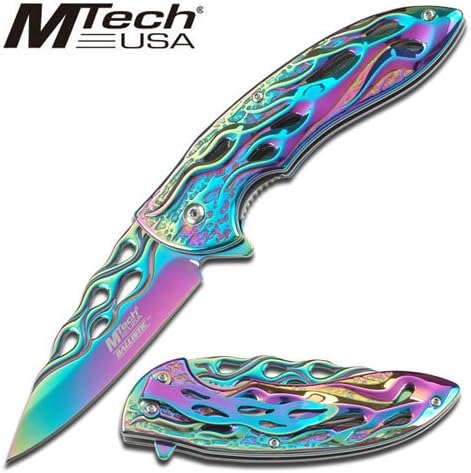 MT-A822RB RAINBOW FINISH DHLvu SPRING ASSISTED OPENING KNIFE WITH FLAMING HANDLE aghjui4567 gjiokmnvb jks567 gnbnbv67rsdcvnmkj jjjeiiiweree34fgvbnncxs2345 Mtech Ballistic Assisted Opening KnifeSpring Assisted Opening Knife4.75" Closed Length3.25" Rainbow lP2IdI Stainless Steel Blade3MM Thick Rainbow BladeUpper Flaming Cut Out Pattern on BladeRainbow ihm1wXvf Finish Aluminium HandleFlaming Cut Out Pattern on HandleIncludes Rainbow Finish Pocket Clip