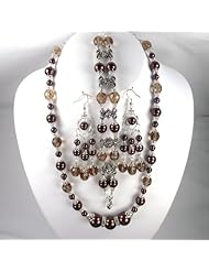 Chocolate pearl & Smpky Quartz wedding jewelry