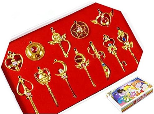 Gooband® Sailor Moon Pretty Guardian 12PCS Cosplay Make Up Stick Keychain Necklace Toy Gold Set