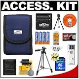 Nikon Coolpix 9617 Blue Neoprene Case + 4GB Memory Card + 4 AA Batteries + Tripod + Accessory Kit for L10, L11, L12, L14, L15, L18  P60 Digital Cameras