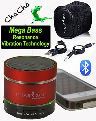 CHACHA Portable Wireless Resonance Vibration Bluetooth Speaker System speakerphone + SD card/ Party lights for iphones, any smartphones, tablets, and computers (RED-CHACHA)