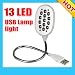 Colour Usb 13 Led Flexible Lamp Light For Laptop Pc