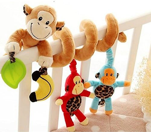 Nicye Baby Crib Toy-Spiral Activity Toy- Cute Monkey Design New Infant Toys -Wrap Around Crib Rail or Stroller Toy - Stroller Toys for 0-36 Month Baby