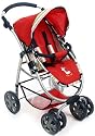 Haberkorn Edel Puppenwagen Buggy mit Dach rot/gestr