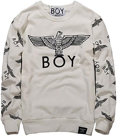 BOY Eagle Pullover Sweatshirts Men Sweater Jacket Casual Long Sleeve White