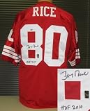 Jerry Rice Autographed/Hand Signed Throwback 49ers Jersey w/HOF 2010