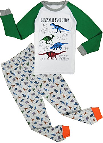 Babypajama Dinosaur Little Boys' Pajama Sleepwear 2-Piece Tee&Pants White Size 6 Years