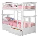 Columbia Twin Over Twin Bunk Bed with Under-Bed Drawers - White