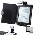 ForeFront Cases� Funda cubierta de cuero sint�tico para con luz LED para lectura color Negro, Case Cover Para el Nuevo Amazon Kindle 4, pantalla de E Ink de 6" (15cm) color negro - 5th Generaci�n