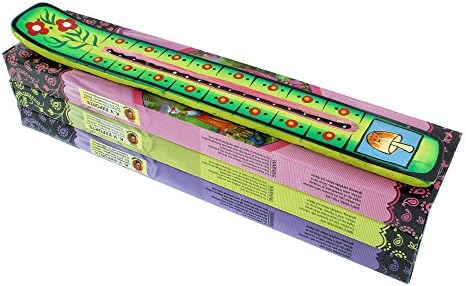 Zen Mood Incense Gift Pack - 3 Boxes of Assorted Indian God Incense and 1 Hand Painted Incense Holder with Mushroom Design - Green